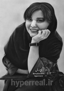 چهره خانم در سایز 50 در 70 سیاه قلم طراحی