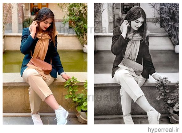 تبدیل عکس به نقاشی سیاه قلم چهره سفارش طراحی